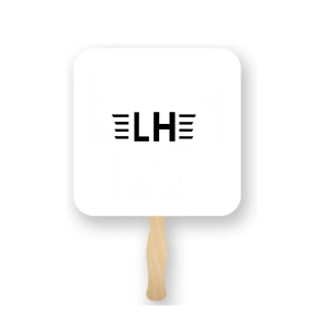 Customizable 8x8 Double-Sided Hand Fan with Wooden Handle