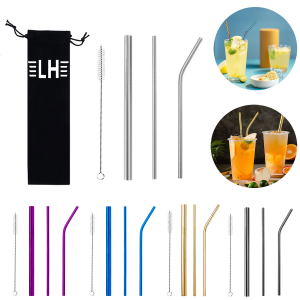 Eco-Friendly Metal Straw Set with Portable Cleaning Brush